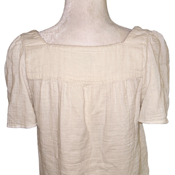 Madewell Patchwork Diamond Print Crinkle Gauze Peasant Top - M - Picture 9 of 16